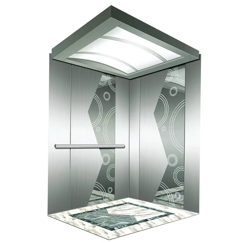 Caratteristica a basso rumore della costruzione in acciaio inossidabile della cabina dell'elevatore per passeggeri personalizzata VTSP125 1 anno di garanzia Opzioni di finitura multiple