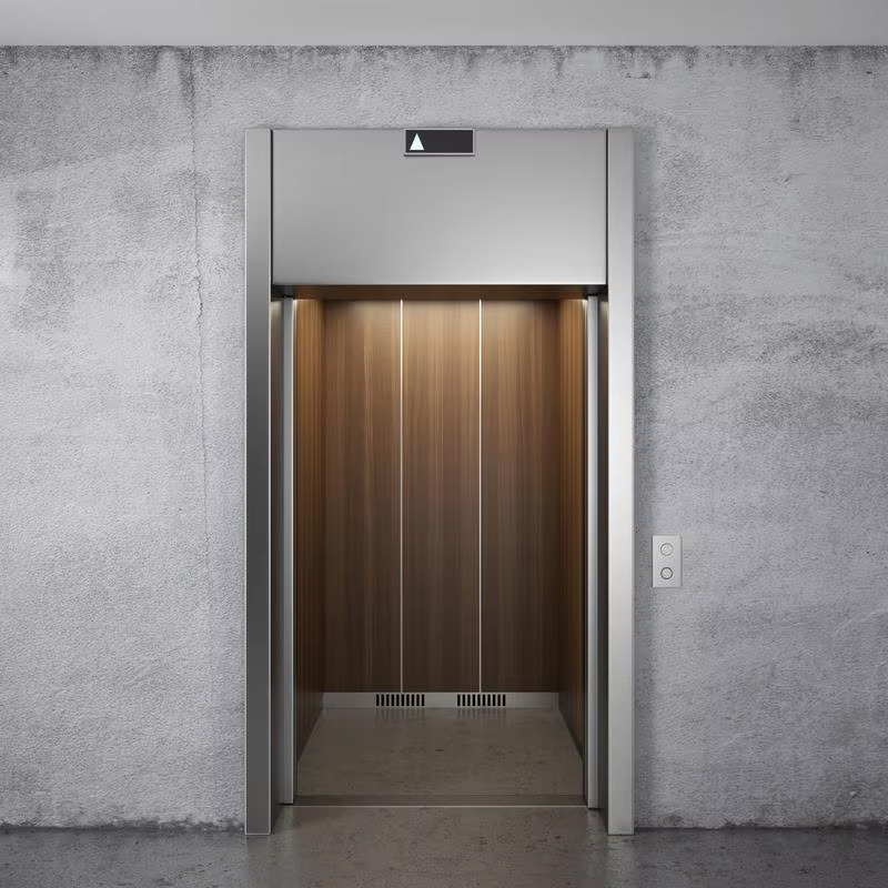 VTEP121 Ascensore moderno per edifici AC senza ingranaggi modello 6-8 persone 630 kg NV di vendita caldo con pavimento in PVC in acciaio inossidabile