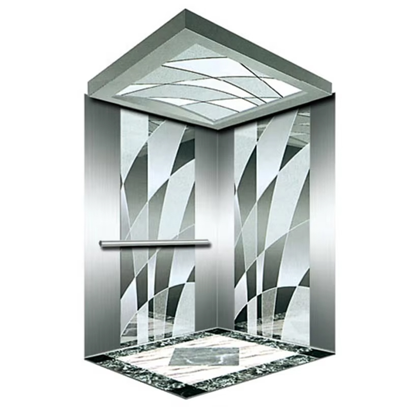 VTEP121 Ascensore moderno per edifici AC senza ingranaggi modello 6-8 persone 630 kg NV di vendita caldo con pavimento in PVC in acciaio inossidabile