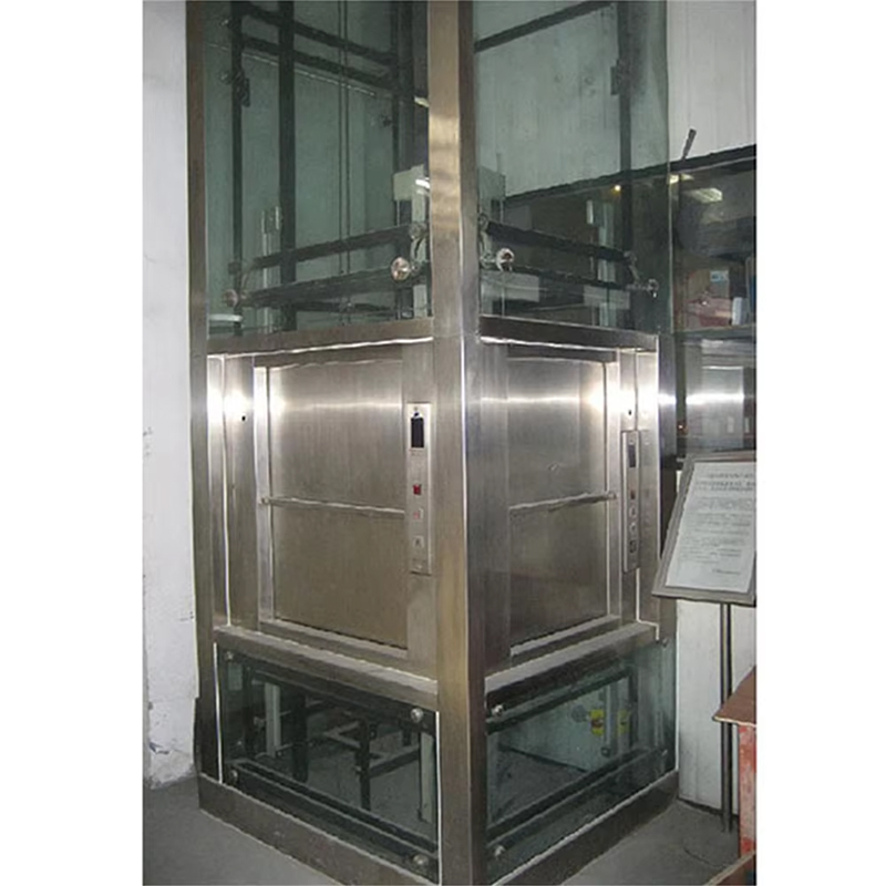 VTEF110 Servizio ristorante Ascensore per alimenti Porta automatica Trazione senza ingranaggi AC Drive Pavimento in PVC Durevole Sicuro per Hotel Ville Cucine