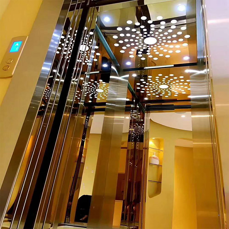 VTSP136 Parti e accessori per ascensori Cabina per ascensore per passeggeri con illuminazione a LED e decorazioni premium