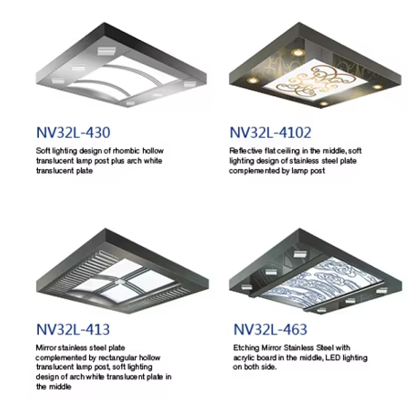 VTSP139 Decorazione della cabina dell'ascensore Pannello da soffitto moderno della cabina dell'ascensore a LED Design del soffitto dell'ascensore in acciaio inossidabile